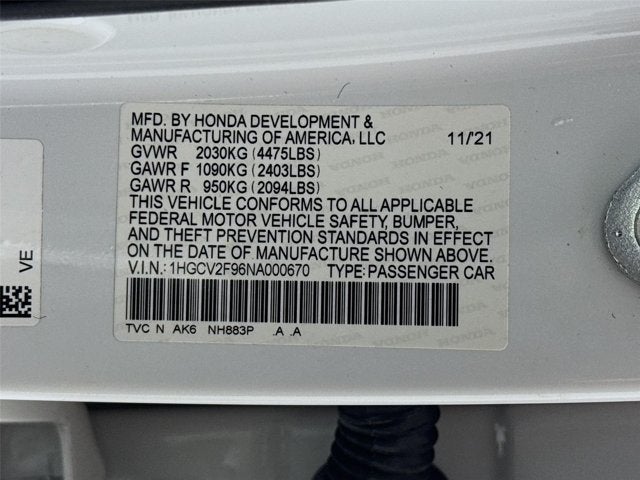 2022 Honda Accord Touring 2.0T