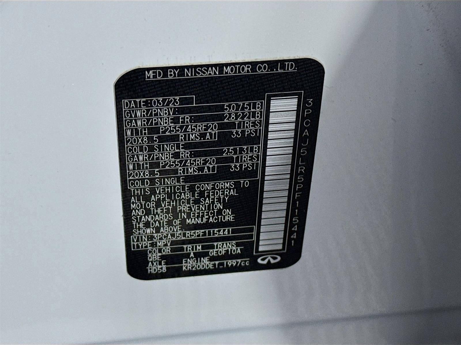 2023 INFINITI QX55 SENSORY