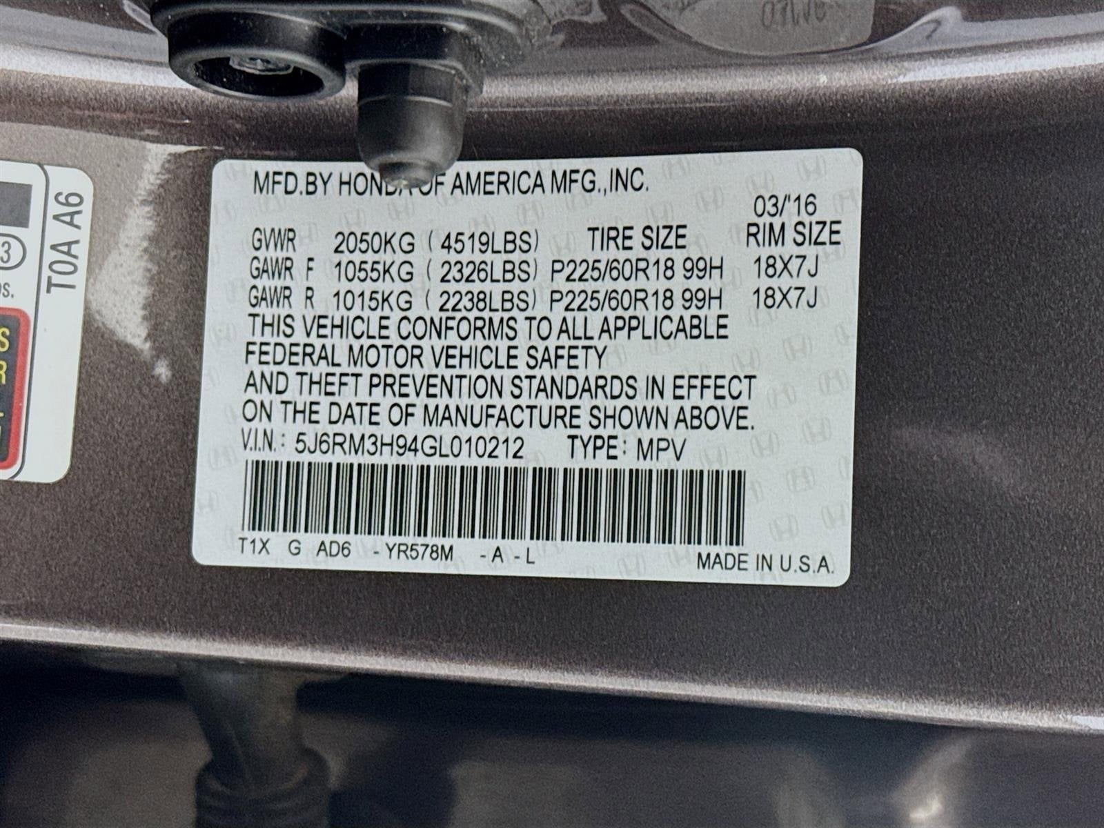 2016 Honda CR-V Touring