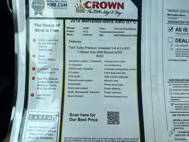 2018 Mercedes-Benz AMG® GT C