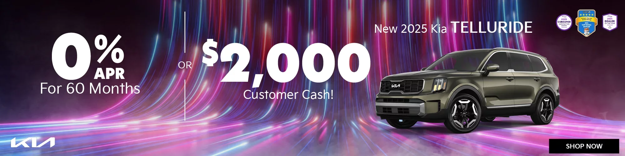 New 2025 Kia Telluride SUV 0% APR For 60 Months Or $2,000