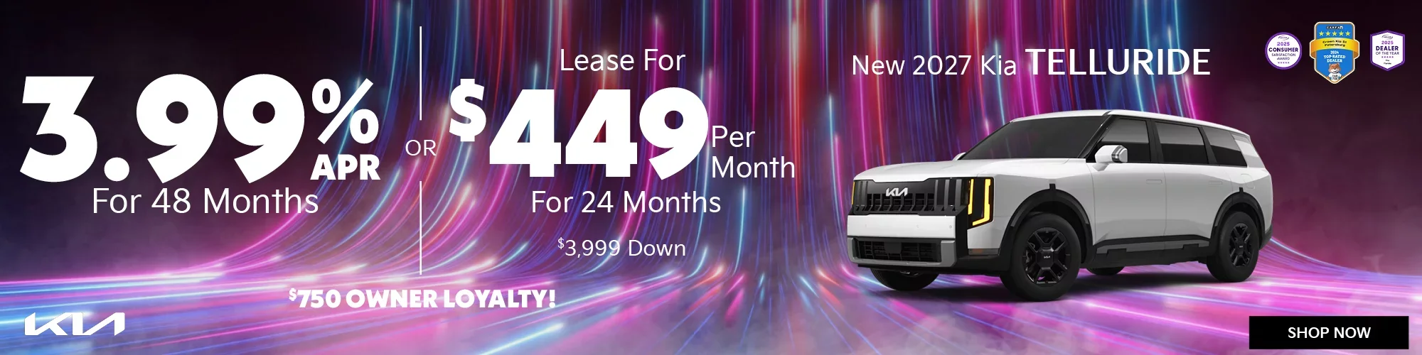 New 2027 Kia Telluride SUV Lease For $449/Mo For 24 Mo