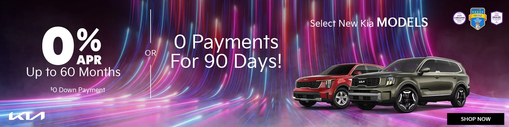 Select New Kia Models 0 Payments 90 Days Or 0% APR 60 Mo