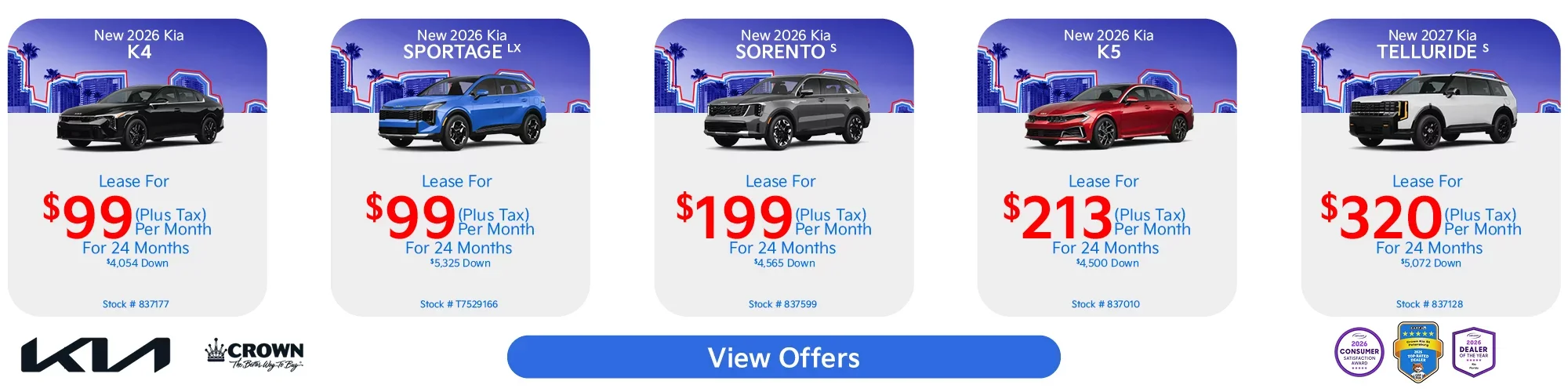 New 2026 Kia K4, Sportage LX, Sorento S, K5, 2027Telluride S