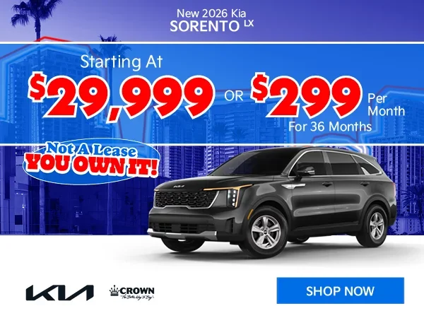 New 2026 Kia Sorento LX Starting At $29,999 Or $299/Mo