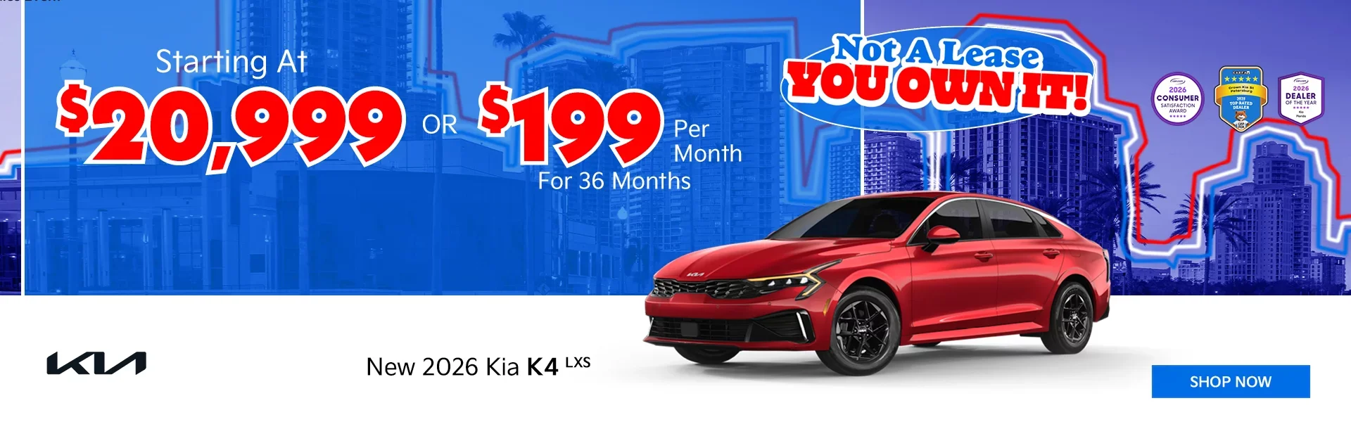 New 2026 Kia K4 LXS Starting At $20,999 Or $199/Mo