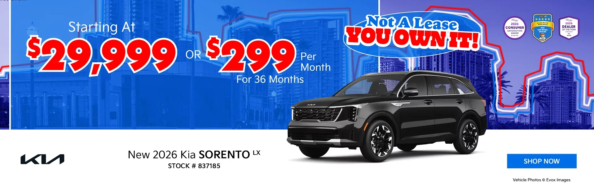 New 2026 Kia Sorento LX Starting At $29,999 Or $299/Mo