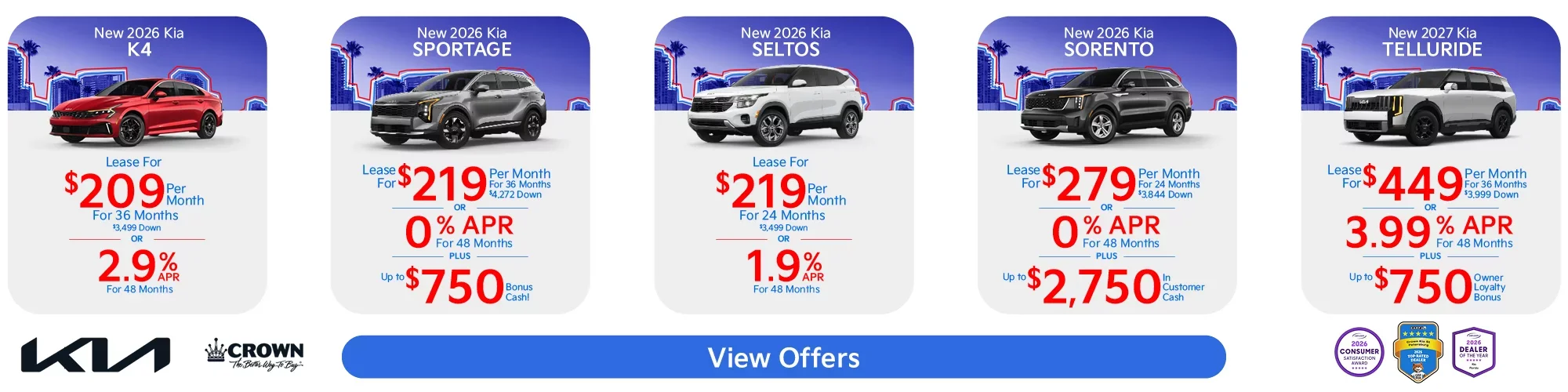 New 2026 Kia K4, Sportage, Seltos, Sorento, Telluride